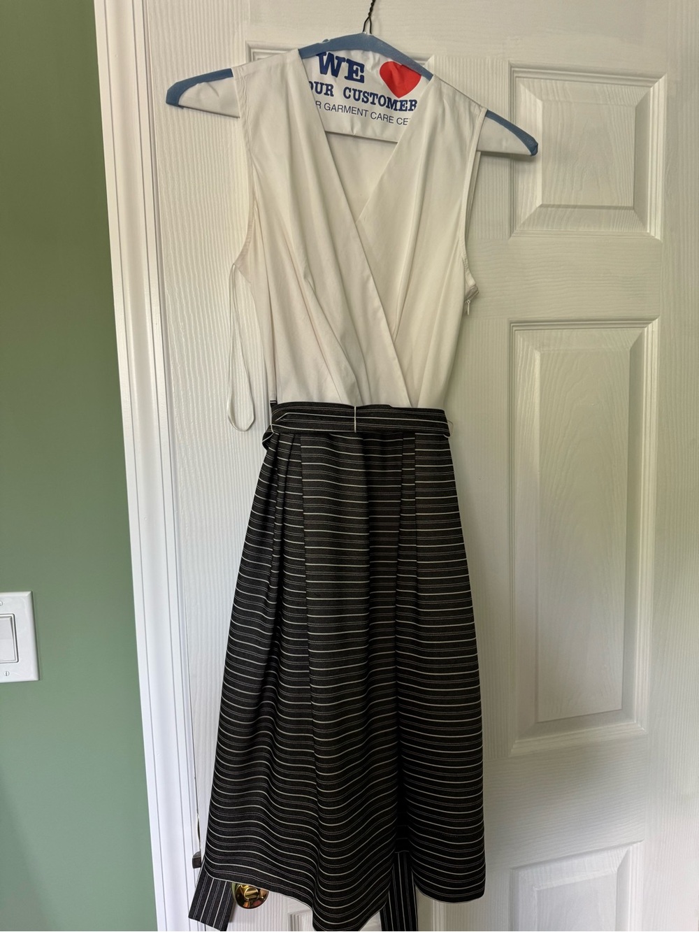 Tommy Hilfiger White and Navy pinstriped dress  with tie